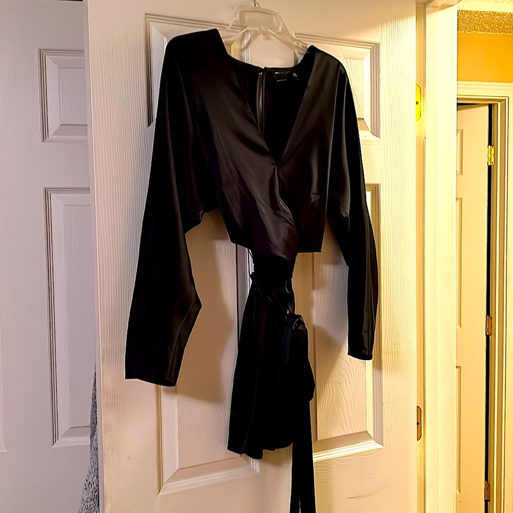 Beautiful black silky kimono style dress size 8. Dress was worn twice.